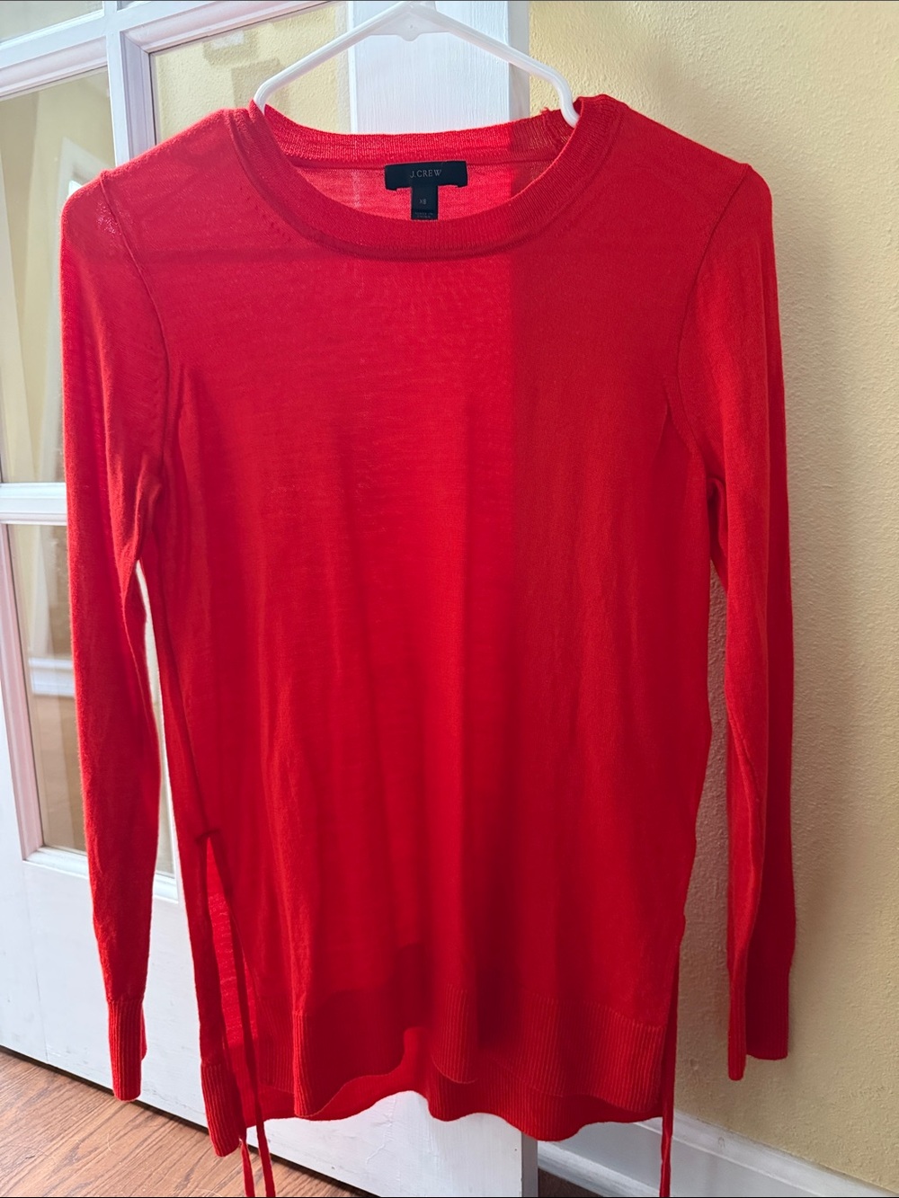 J. Crew Red/orange Long-Sleeve Crewneck Top
